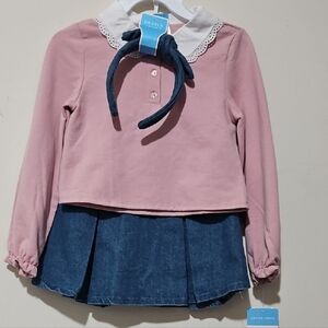 Draper James Adorable and Comfortable Set/Pink Top and Navy Skort for Girls